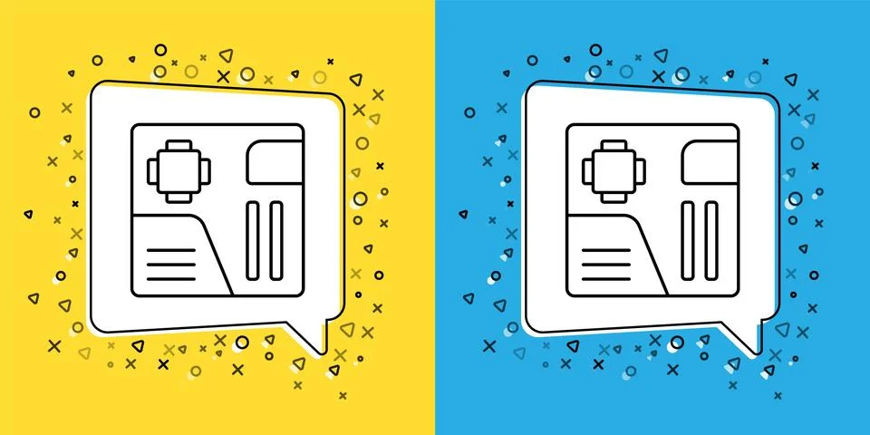Set line Electronic computer components motherboard digital chip integrated Stock Illustration
