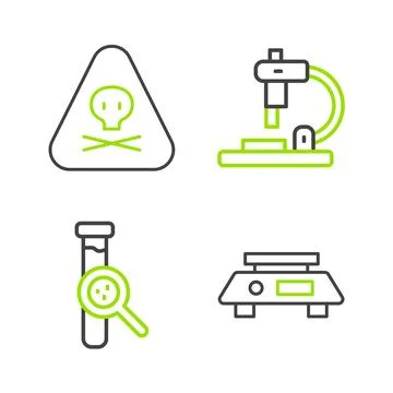 Set line Electronic scales, Test tube and flask, Microscope and Triangle wa.. 스톡 일러스트