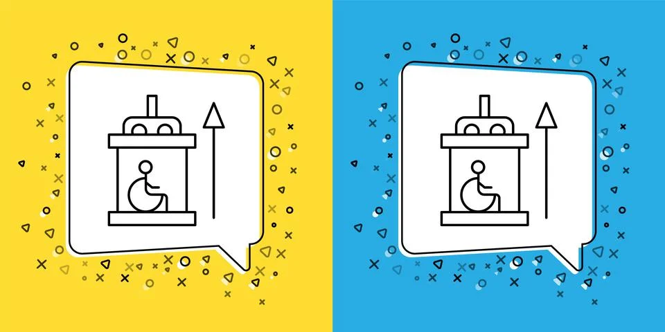 Set line Elevator for disabled icon isolated on yellow and blue background Stock Illustration