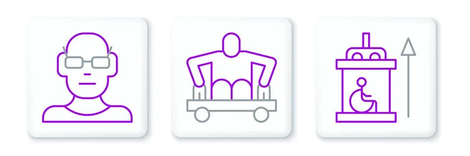 Set line Elevator for disabled, Poor eyesight and Man without legs sitting .. Stock Illustration
