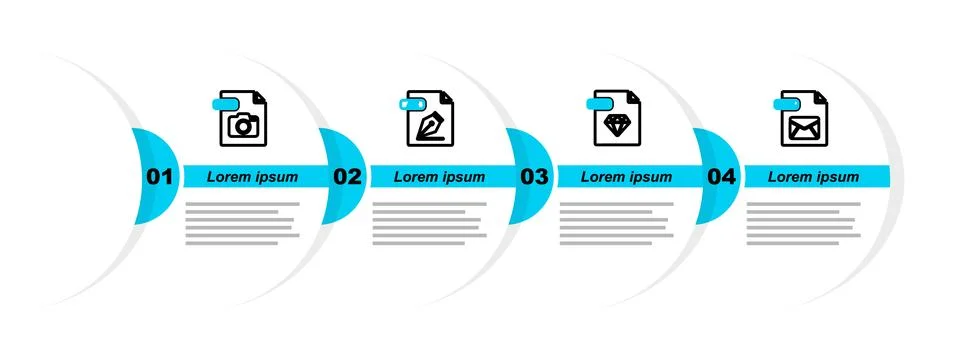 Set line EML file document, RUBY, AI and RAW icon. Vector Stock Illustration