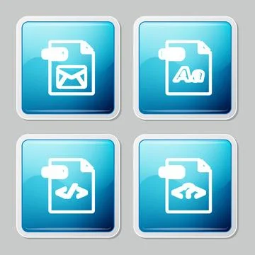 Set line EML file document, OTF, HTML and PHP icon. Vector Stock Illustration