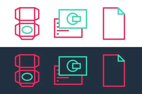 Set line Empty document, Carton cardboard box and Business icon. Vector Stock Illustration