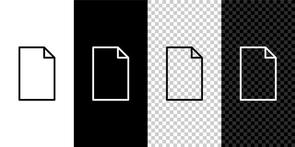 Set line Empty document icon isolated on black and white background. Checklist Illustrazione stock