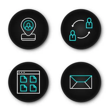 Set line Envelope, Browser files, Human resources and Worker location icon... Stockillustratie