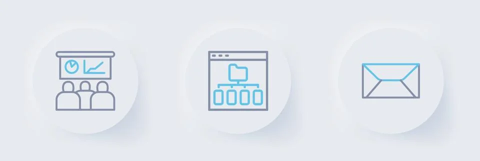 Set line Envelope, Browser files and Training, presentation icon. Vector イラスト素材