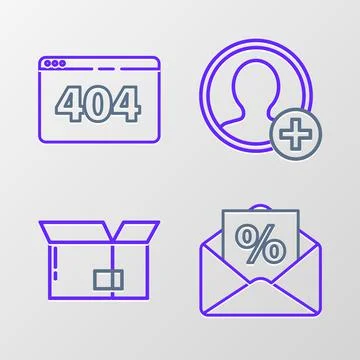 Set line Envelope with an interest discount, Carton cardboard box, Create Stock Illustration