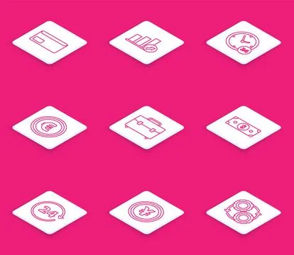 Set line Envelope, Presentation financial with graph, schedule, chart, diag.. Stockillustratie