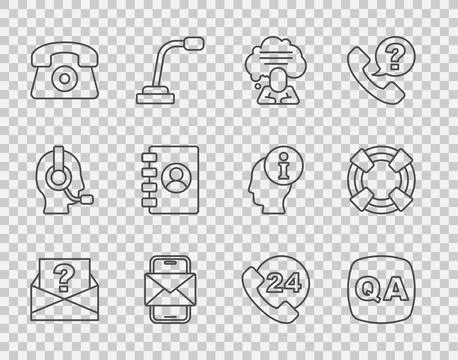 Set line Envelope with question mark, Question and Answer, Speech bubble ch.. Stock Illustration