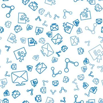 Set line Envelope, Share and Document and cursor on seamless pattern. Vector Stock Illustration