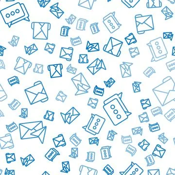 Set line Envelope, Speech bubble chat and Envelope on seamless pattern. Vector Stock Illustration