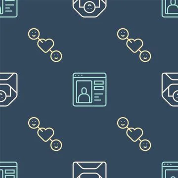 Set line Envelope with Valentine heart, Romantic relationship and Dating app Stock Illustration
