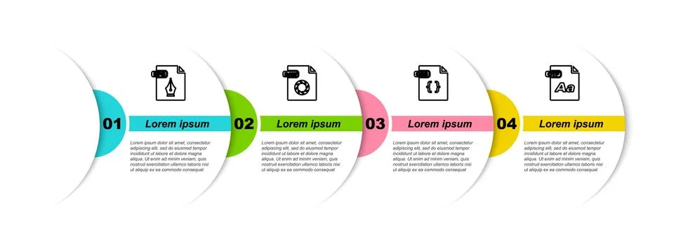Set line EPS file document, RAW, CSS and OTF. Business infographic template Stock Illustration