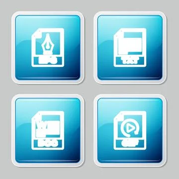 Set line EPS file document, TXT, DOC and GIF icon. Vector Stock Illustration