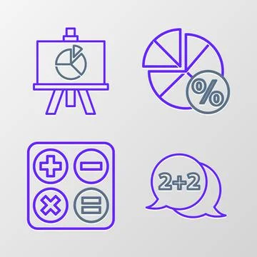 Set line Equation solution, Calculator, Graph, schedule, chart, diagram and Stock Illustration