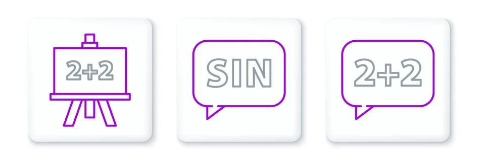 Set line Equation solution, Chalkboard and Mathematics function sine icon. .. Stock Illustration