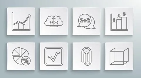 Set line Equation solution, Graph, schedule, chart, diagram, Open book, Boo.. Stock Illustration