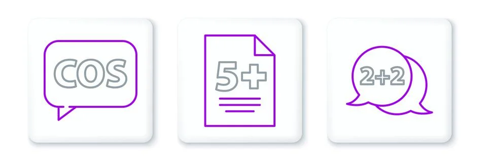 Set line Equation solution, Mathematics function cosine and Test or exam sheet Stock Illustration