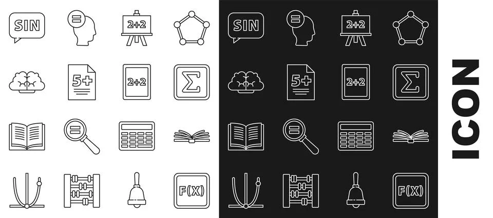 Set line Equation solution, Mobile calculator interface, Geometric figure S.. Illustration