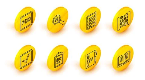 Set line Equation solution, Open book, Mathematics function sine, Graph, sc.. Stock Illustration