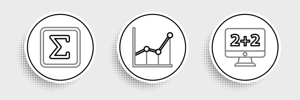 Set line Equation solution, Sigma symbol and Graph, schedule, chart, diagra.. イラスト素材