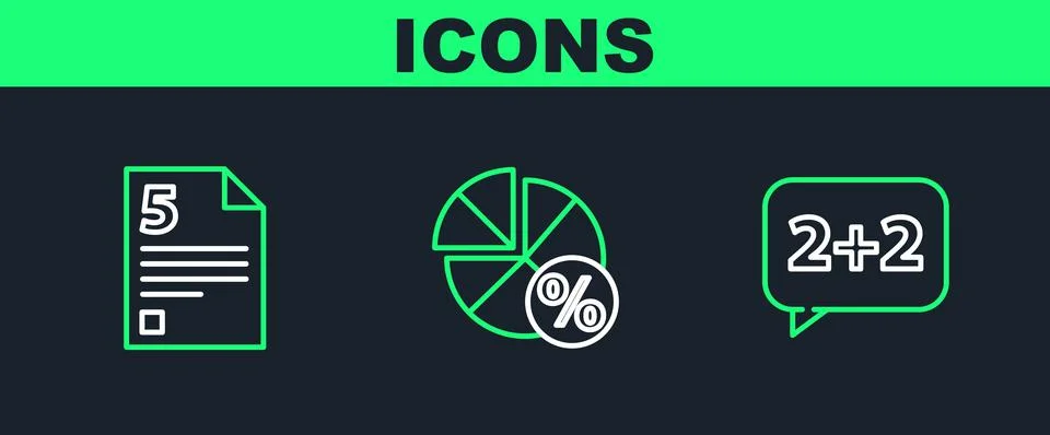 Set line Equation solution, Test or exam sheet and Graph, schedule, chart Stock Illustration