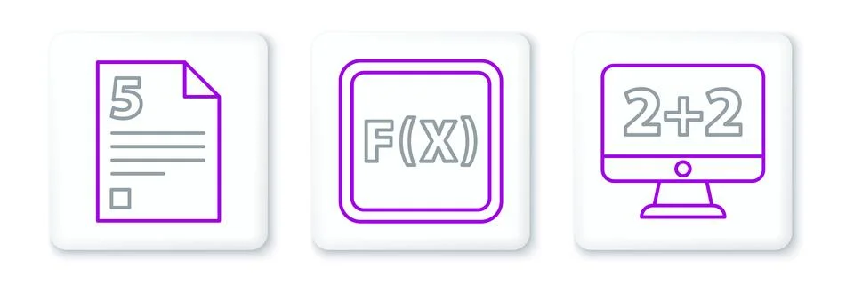 Set line Equation solution, Test or exam sheet and Function mathematical symbol Stock Illustration