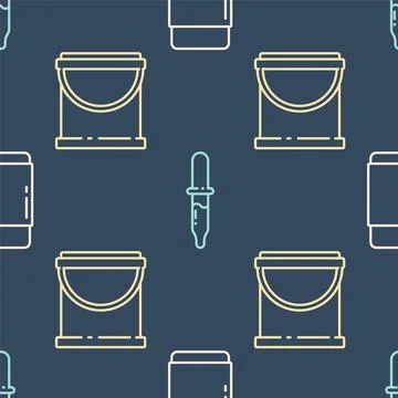 Set line Eraser or rubber, Paint bucket and Pipette on seamless pattern. Vector Illustrazione stock