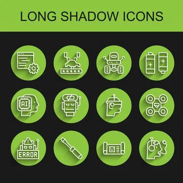 Set line Error in robot, Screwdriver, Computer api interface, Robot blueprint 스톡 일러스트