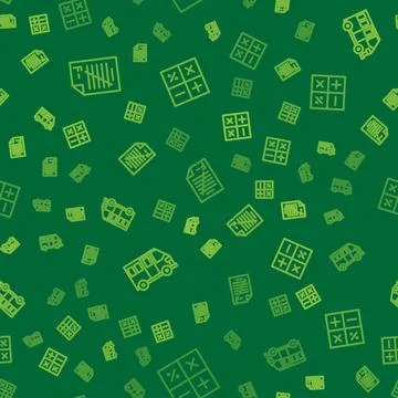 Set line Exam paper with incorrect answers, School Bus and Calculator on イラスト素材