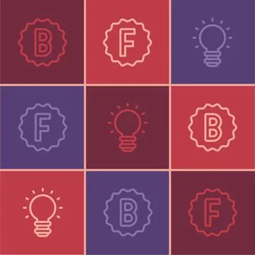 Set line Exam paper with incorrect answers, Creative lamp light idea and icon イラスト素材
