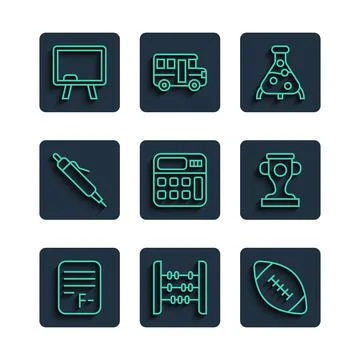 Set line Exam paper with incorrect answers, Abacus, American football ball, T イラスト素材