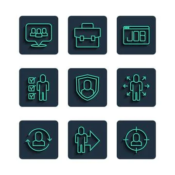 Set line Exchange work, Leader of team of executives, Head hunting, Search job Stock Illustration