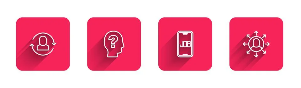 Set line Exchange work, Worker, Search job and Multitasking manager working w Stock Illustration