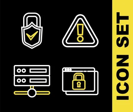 Set line Exclamation mark in triangle, Secure your site with HTTPS, SSL, Se.. Illustration