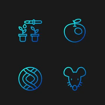Set line Experimental mouse, DNA symbol, Pipette and plant and Genetically .. Stock Illustration