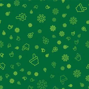 Set line Explosion in the flask, Mortar and pestle and Virus on seamless pattern Stock Illustration