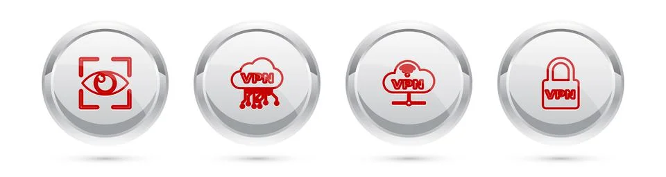 Set line Eye scan, Cloud VPN interface, Network cloud connection and Lock 库存插图