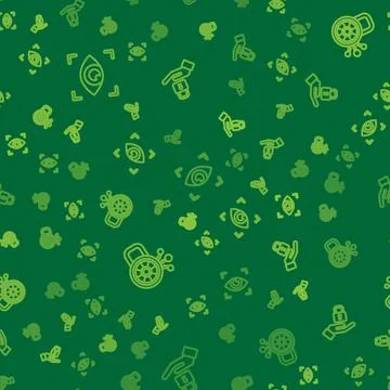 Set line Eye scan, Cyber security and Lock in hand on seamless pattern. Vector イラスト素材