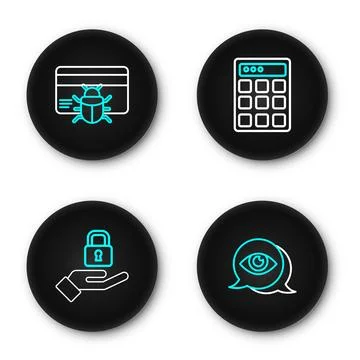 Set line Eye scan, Lock in hand, Password protection and System bug credit .. 스톡 일러스트