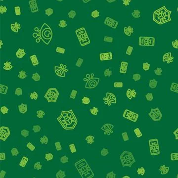 Set line Eye scan, System bug and on mobile on seamless pattern. Vector Stock-Illustration