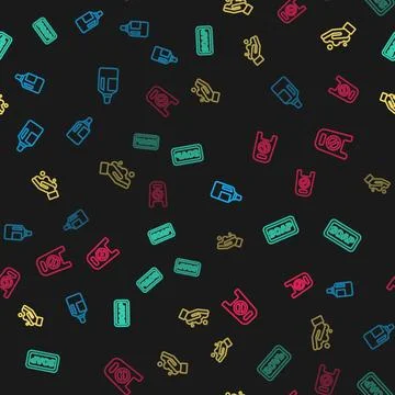 Set line Fabric softener, Bar soap, Washing hands with and Wet floor cleaning Stock Illustration