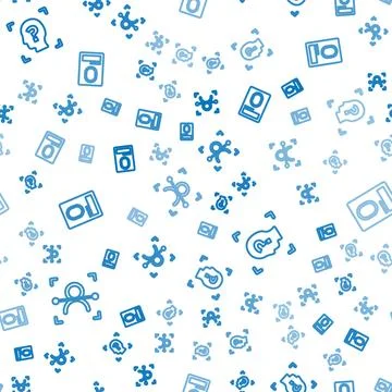 Set line Face recognition,  and Fingerprint with lock on seamless pattern. Ve イラスト素材