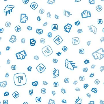 Set line Fahrenheit, Cloud with rain and Weather forecast on seamless pattern Stock Illustration