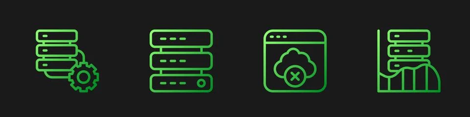 Set line Failed access cloud storage, Server and gear, Server, Data, Web Hosting Stock Illustration