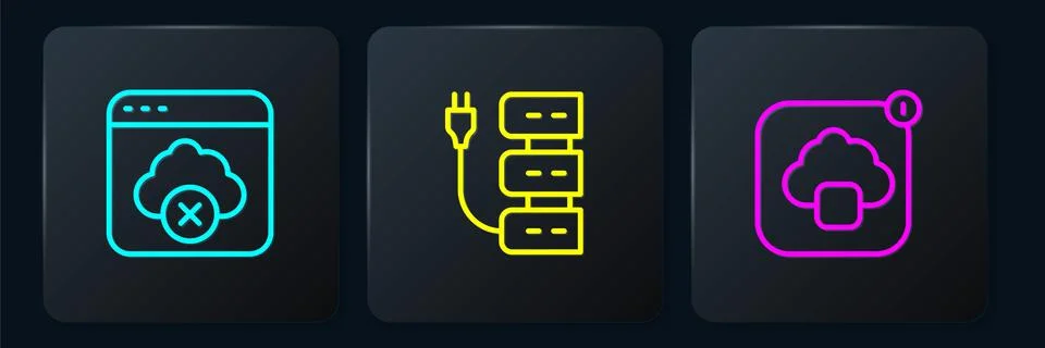 Set line Failed access cloud storage, Cloud technology data transfer and Server Stock Illustration