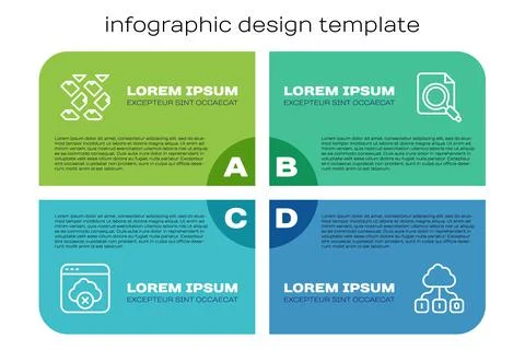 Set line Failed access cloud storage, Data stream, Cloud technology data Stock Illustration