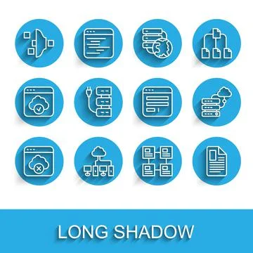 Set line Failed access cloud storage, Computer network, Filter setting Illustrazione stock