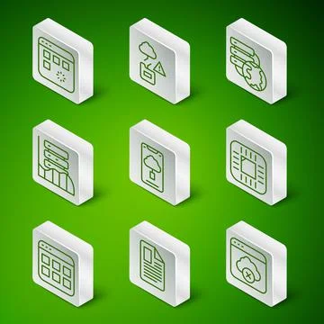 Set line Failed access cloud storage, File document, Loading data window, Cloud Stock Illustration