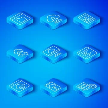 Set line Failed access cloud storage, Cloud technology data transfer, Softwar Stock Illustration